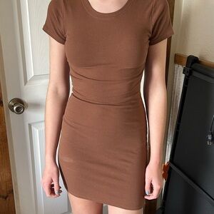 PINK Victoria's Secret Brown Ruched Mini Dress